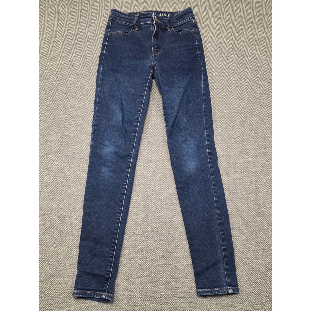 American Eagle Hi-Rise Jegging Dark Wash Super Stretch Skinny Jeans Womens 0 Reg